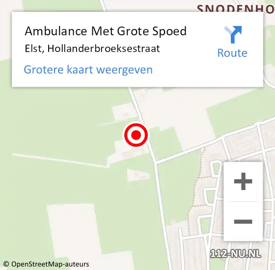 Locatie op kaart van de 112 melding: Ambulance Met Grote Spoed Naar Elst, Hollanderbroeksestraat op 17 oktober 2021 18:17