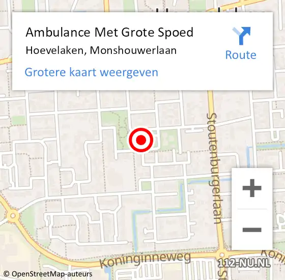 Locatie op kaart van de 112 melding: Ambulance Met Grote Spoed Naar Hoevelaken, Monshouwerlaan op 17 oktober 2021 18:28