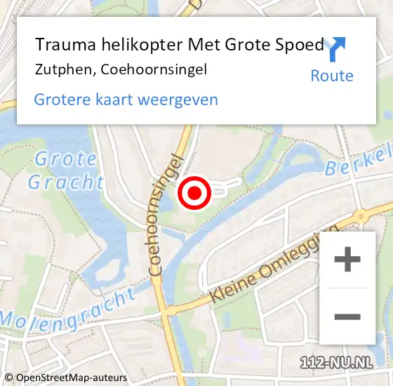 Locatie op kaart van de 112 melding: Trauma helikopter Met Grote Spoed Naar Zutphen, Coehoornsingel op 17 oktober 2021 18:56