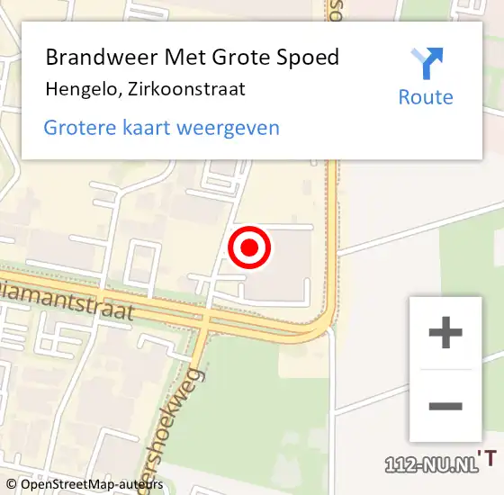 Locatie op kaart van de 112 melding: Brandweer Met Grote Spoed Naar Hengelo, Zirkoonstraat op 26 juni 2014 11:56