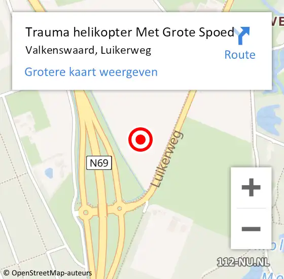 Locatie op kaart van de 112 melding: Trauma helikopter Met Grote Spoed Naar Valkenswaard, Luikerweg op 17 oktober 2021 19:15