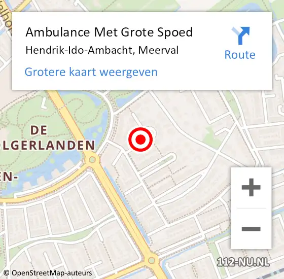 Locatie op kaart van de 112 melding: Ambulance Met Grote Spoed Naar Hendrik-Ido-Ambacht, Meerval op 17 oktober 2021 19:28