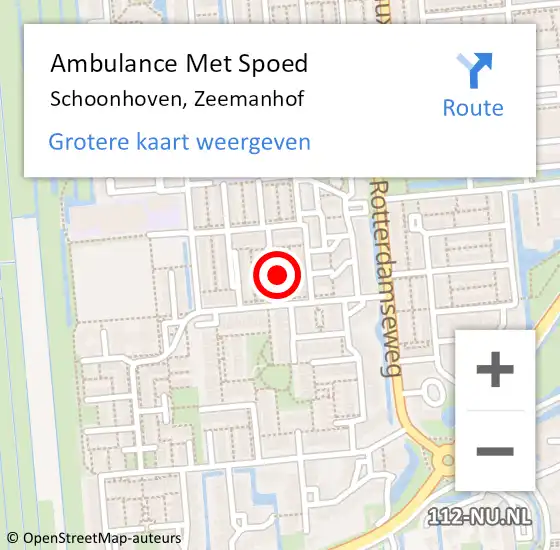 Locatie op kaart van de 112 melding: Ambulance Met Spoed Naar Schoonhoven, Zeemanhof op 17 oktober 2021 19:29