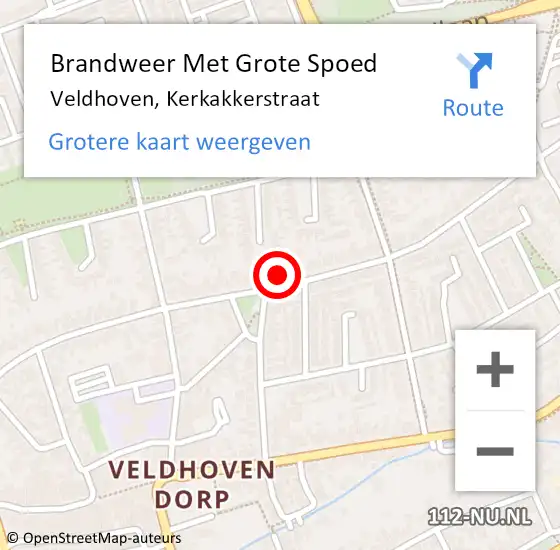 Locatie op kaart van de 112 melding: Brandweer Met Grote Spoed Naar Veldhoven, Kerkakkerstraat op 17 oktober 2021 20:02