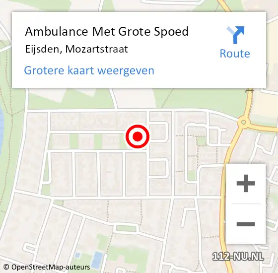 Locatie op kaart van de 112 melding: Ambulance Met Grote Spoed Naar Eijsden, Mozartstraat op 26 juni 2014 11:59