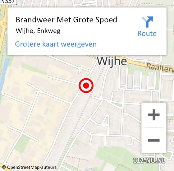 Locatie op kaart van de 112 melding: Brandweer Met Grote Spoed Naar Wijhe, Enkweg op 17 oktober 2021 20:17