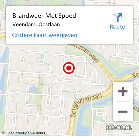 Locatie op kaart van de 112 melding: Brandweer Met Spoed Naar Veendam, Oostlaan op 17 oktober 2021 20:25