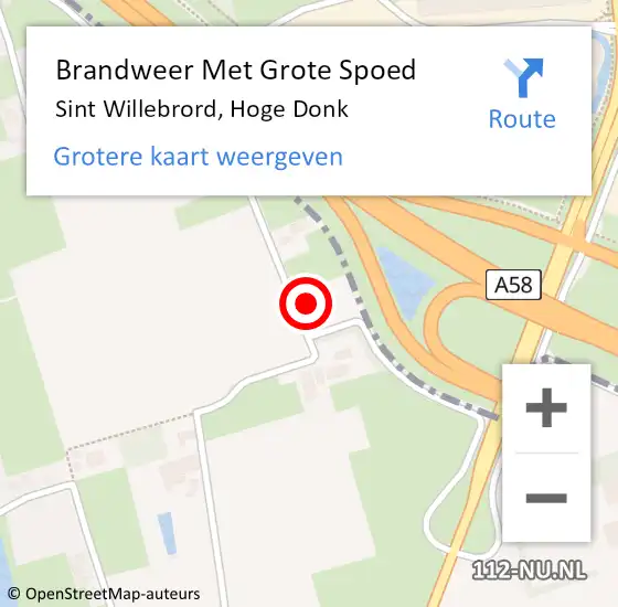 Locatie op kaart van de 112 melding: Brandweer Met Grote Spoed Naar Sint Willebrord, Hoge Donk op 17 oktober 2021 20:47