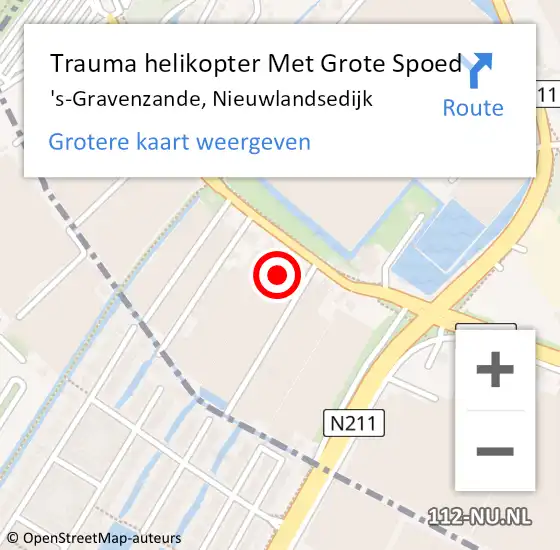 Locatie op kaart van de 112 melding: Trauma helikopter Met Grote Spoed Naar 's-Gravenzande, Nieuwlandsedijk op 17 oktober 2021 21:12