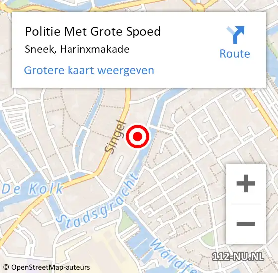 Locatie op kaart van de 112 melding: Politie Met Grote Spoed Naar Sneek, Harinxmakade op 17 oktober 2021 21:19