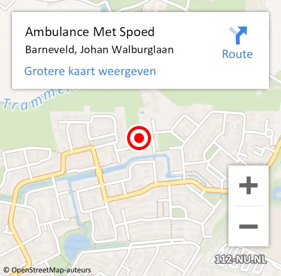 Locatie op kaart van de 112 melding: Ambulance Met Spoed Naar Barneveld, Johan Walburglaan op 17 oktober 2021 21:21