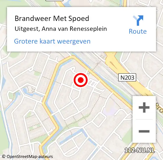 Locatie op kaart van de 112 melding: Brandweer Met Spoed Naar Uitgeest, Anna van Renesseplein op 17 oktober 2021 21:41