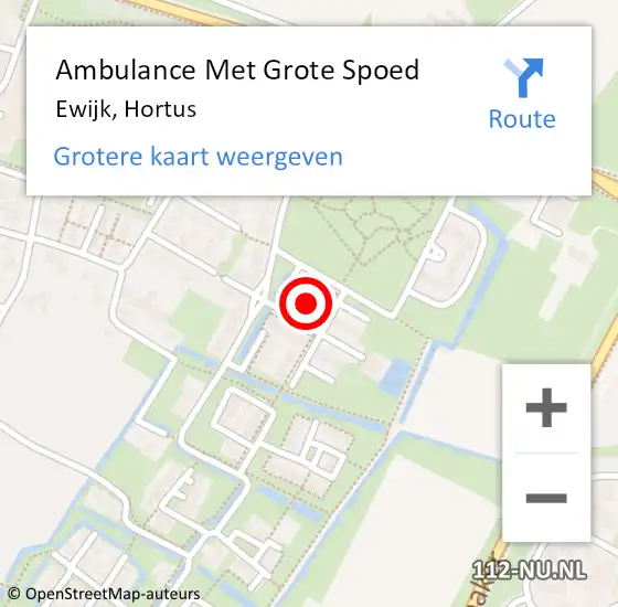 Locatie op kaart van de 112 melding: Ambulance Met Grote Spoed Naar Ewijk, Hortus op 17 oktober 2021 21:47