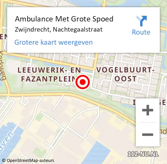 Locatie op kaart van de 112 melding: Ambulance Met Grote Spoed Naar Zwijndrecht, Nachtegaalstraat op 17 oktober 2021 22:10