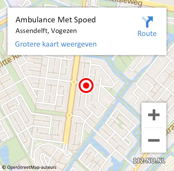 Locatie op kaart van de 112 melding: Ambulance Met Spoed Naar Assendelft, Vogezen op 17 oktober 2021 22:47