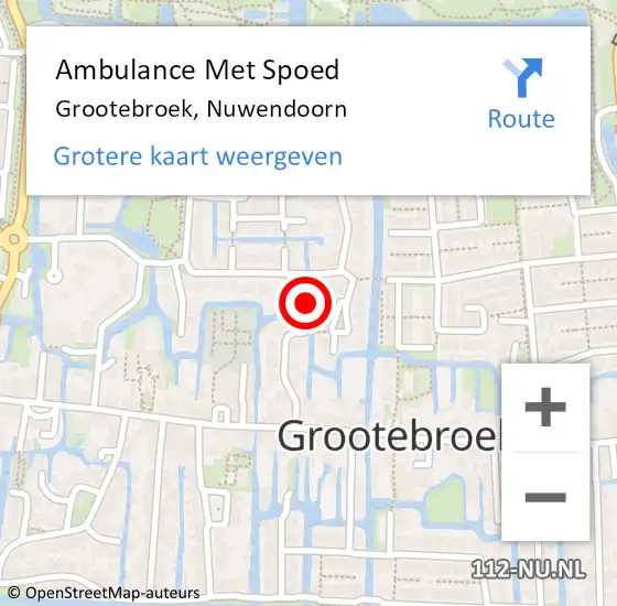 Locatie op kaart van de 112 melding: Ambulance Met Spoed Naar Grootebroek, Nuwendoorn op 17 oktober 2021 22:49