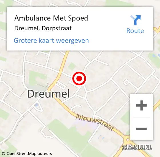 Locatie op kaart van de 112 melding: Ambulance Met Spoed Naar Dreumel, Dorpstraat op 18 oktober 2021 00:35