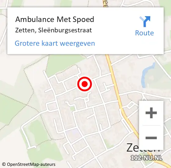 Locatie op kaart van de 112 melding: Ambulance Met Spoed Naar Zetten, Sleënburgsestraat op 18 oktober 2021 00:44