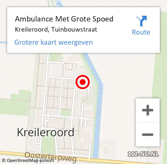 Locatie op kaart van de 112 melding: Ambulance Met Grote Spoed Naar Kreileroord, Tuinbouwstraat op 18 oktober 2021 01:23