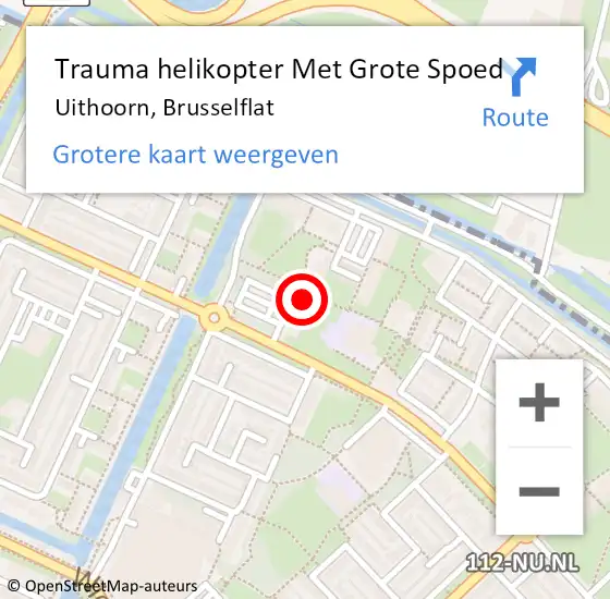 Locatie op kaart van de 112 melding: Trauma helikopter Met Grote Spoed Naar Uithoorn, Brusselflat op 18 oktober 2021 01:52