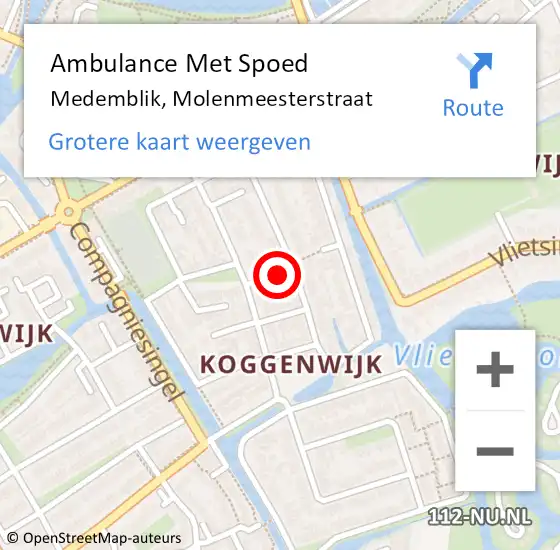 Locatie op kaart van de 112 melding: Ambulance Met Spoed Naar Medemblik, Molenmeesterstraat op 18 oktober 2021 02:23