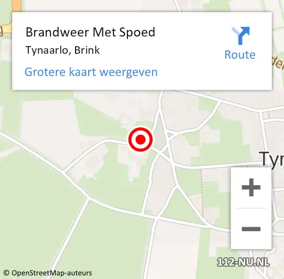 Locatie op kaart van de 112 melding: Brandweer Met Spoed Naar Tynaarlo, Brink op 18 oktober 2021 02:45