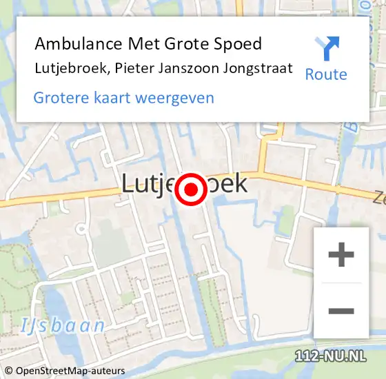 Locatie op kaart van de 112 melding: Ambulance Met Grote Spoed Naar Lutjebroek, Pieter Janszoon Jongstraat op 18 oktober 2021 04:07