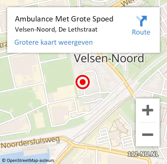 Locatie op kaart van de 112 melding: Ambulance Met Grote Spoed Naar Velsen-Noord, De Lethstraat op 18 oktober 2021 05:29