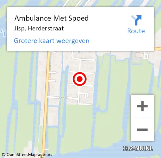 Locatie op kaart van de 112 melding: Ambulance Met Spoed Naar Jisp, Herderstraat op 18 oktober 2021 05:30