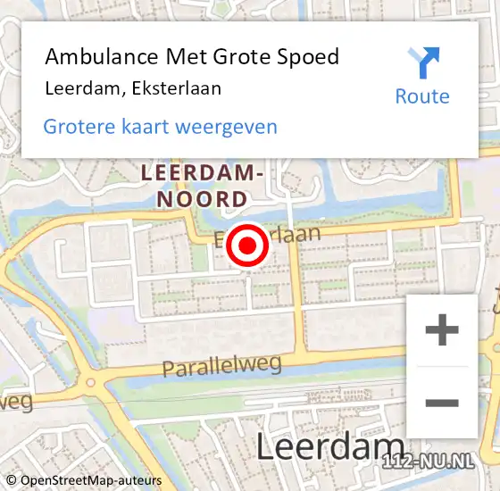 Locatie op kaart van de 112 melding: Ambulance Met Grote Spoed Naar Leerdam, Eksterlaan op 18 oktober 2021 05:41