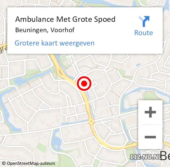 Locatie op kaart van de 112 melding: Ambulance Met Grote Spoed Naar Beuningen, Voorhof op 18 oktober 2021 05:46