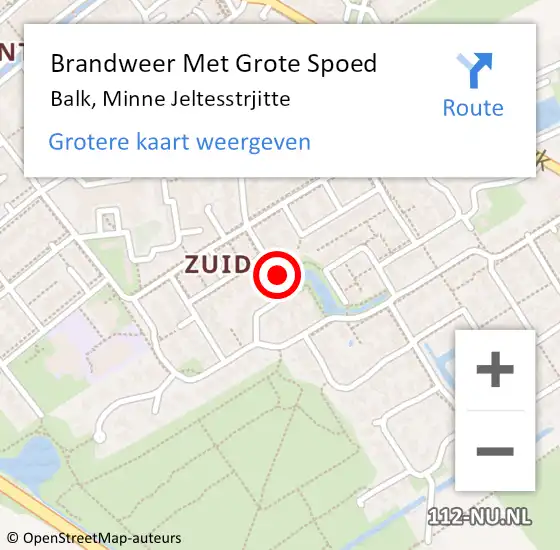 Locatie op kaart van de 112 melding: Brandweer Met Grote Spoed Naar Balk, Minne Jeltesstrjitte op 18 oktober 2021 06:13