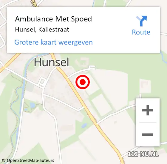 Locatie op kaart van de 112 melding: Ambulance Met Spoed Naar Hunsel, Kallestraat op 18 oktober 2021 06:42