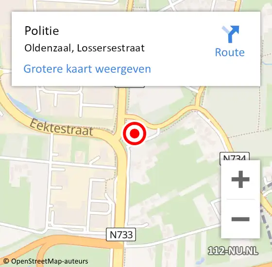 Locatie op kaart van de 112 melding: Politie Oldenzaal, Lossersestraat op 18 oktober 2021 07:21