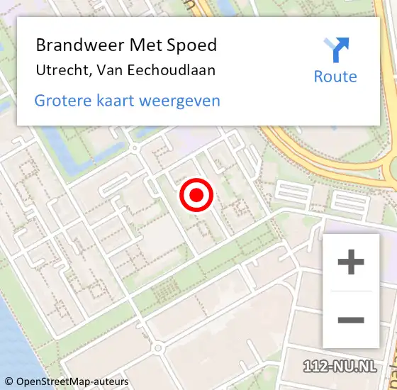 Locatie op kaart van de 112 melding: Brandweer Met Spoed Naar Utrecht, Van Eechoudlaan op 18 oktober 2021 07:21