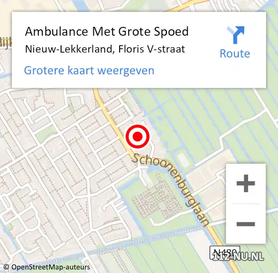 Locatie op kaart van de 112 melding: Ambulance Met Grote Spoed Naar Nieuw-Lekkerland, Floris V-straat op 18 oktober 2021 07:32