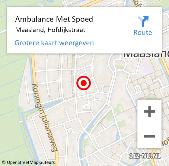 Locatie op kaart van de 112 melding: Ambulance Met Spoed Naar Maasland, Hofdijkstraat op 18 oktober 2021 07:40