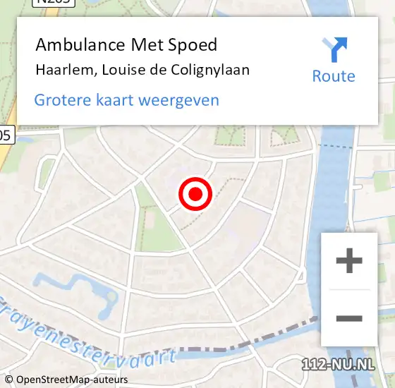 Locatie op kaart van de 112 melding: Ambulance Met Spoed Naar Haarlem, Louise de Colignylaan op 18 oktober 2021 08:59