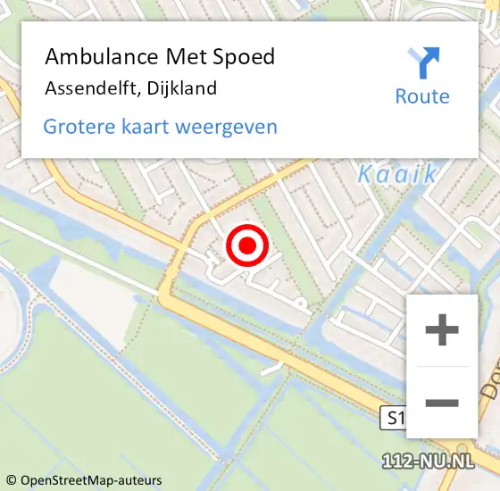 Locatie op kaart van de 112 melding: Ambulance Met Spoed Naar Assendelft, Dijkland op 18 oktober 2021 09:08