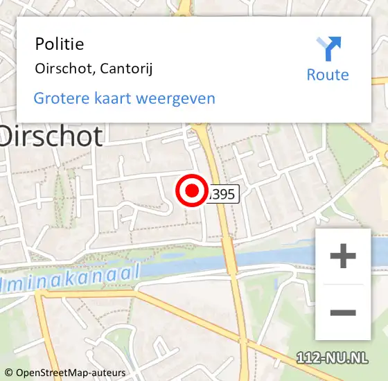 Locatie op kaart van de 112 melding: Politie Oirschot, Cantorij op 18 oktober 2021 09:14