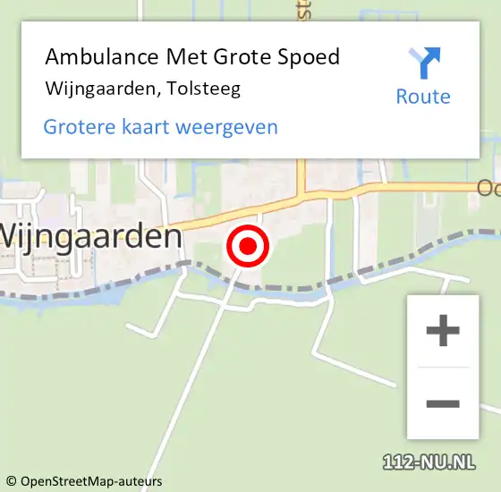 Locatie op kaart van de 112 melding: Ambulance Met Grote Spoed Naar Wijngaarden, Tolsteeg op 18 oktober 2021 09:16