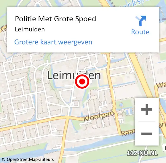 Locatie op kaart van de 112 melding: Politie Met Grote Spoed Naar Leimuiden op 18 oktober 2021 09:32