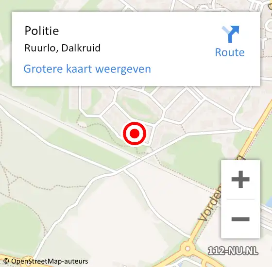 Locatie op kaart van de 112 melding: Politie Ruurlo, Dalkruid op 18 oktober 2021 09:52