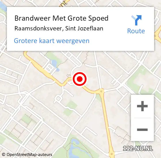 Locatie op kaart van de 112 melding: Brandweer Met Grote Spoed Naar Raamsdonksveer, Sint Jozeflaan op 18 oktober 2021 10:18