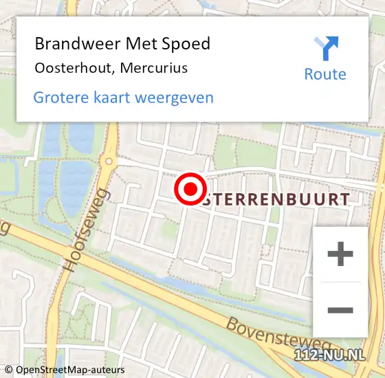 Locatie op kaart van de 112 melding: Brandweer Met Spoed Naar Oosterhout, Mercurius op 18 oktober 2021 10:34