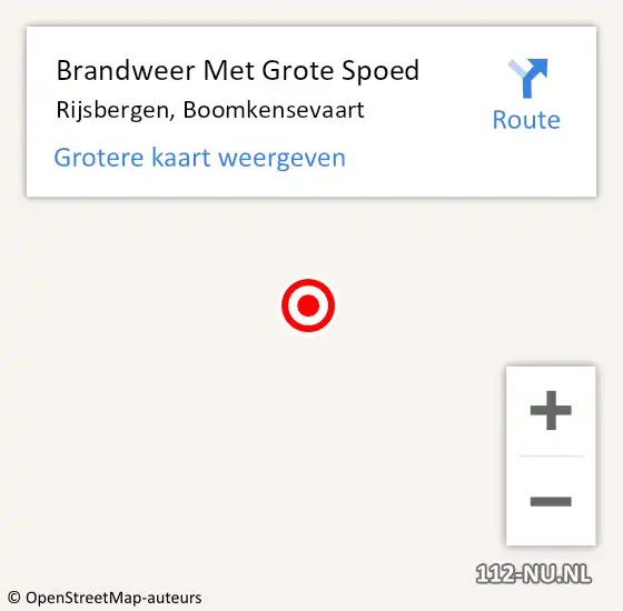 Locatie op kaart van de 112 melding: Brandweer Met Grote Spoed Naar Rijsbergen, Boomkensevaart op 18 oktober 2021 10:39