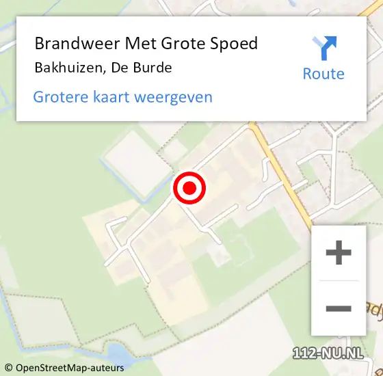 Locatie op kaart van de 112 melding: Brandweer Met Grote Spoed Naar Bakhuizen, De Burde op 18 oktober 2021 10:44