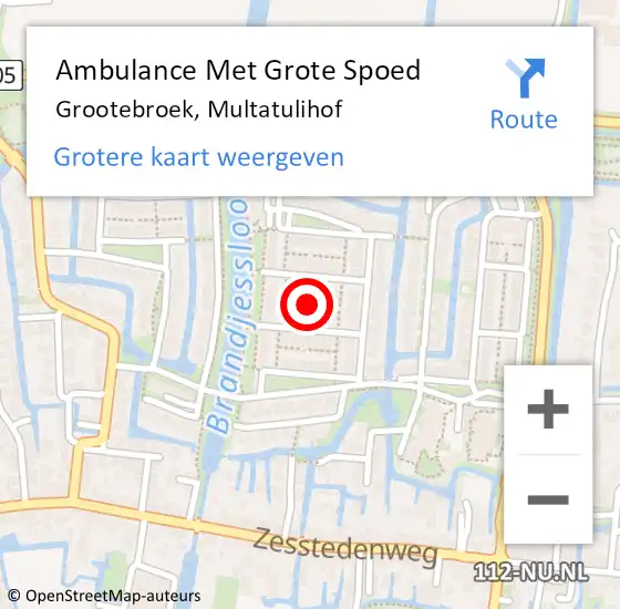 Locatie op kaart van de 112 melding: Ambulance Met Grote Spoed Naar Grootebroek, Multatulihof op 18 oktober 2021 11:00