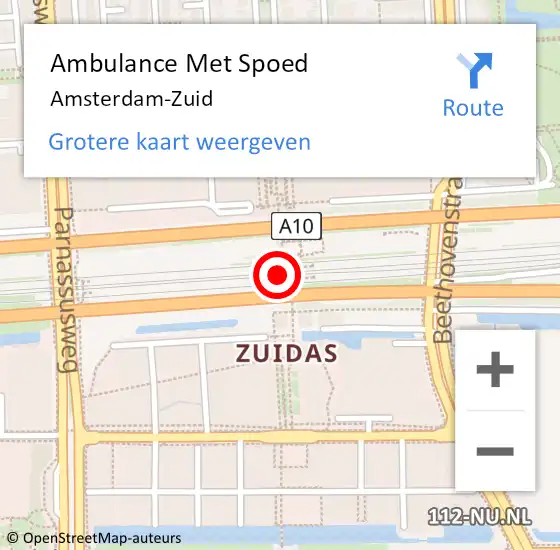 Locatie op kaart van de 112 melding: Ambulance Met Spoed Naar Amsterdam-Zuid op 18 oktober 2021 11:22