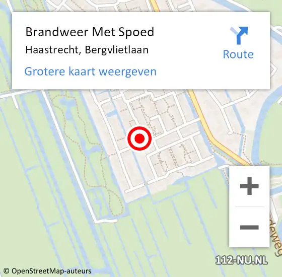 Locatie op kaart van de 112 melding: Brandweer Met Spoed Naar Haastrecht, Bergvlietlaan op 18 oktober 2021 11:24